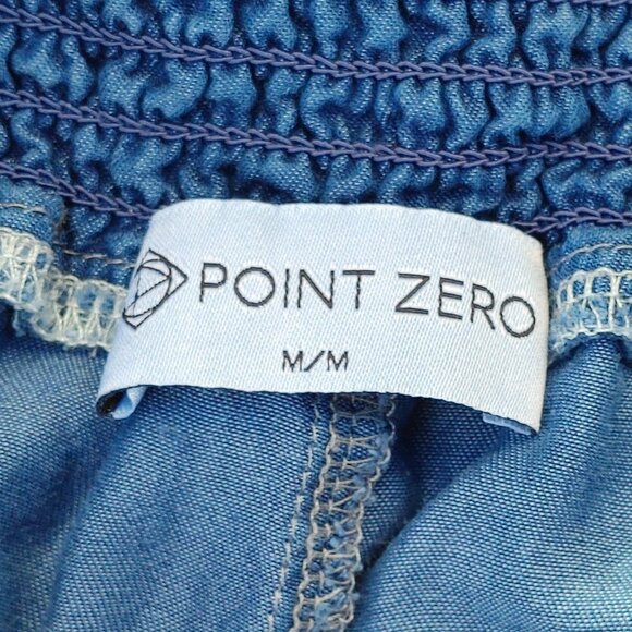 POINT ZERO Denim Lounge Pants Wide Leg Distressed Cuffs Women's Medium - Picture 3 of 7